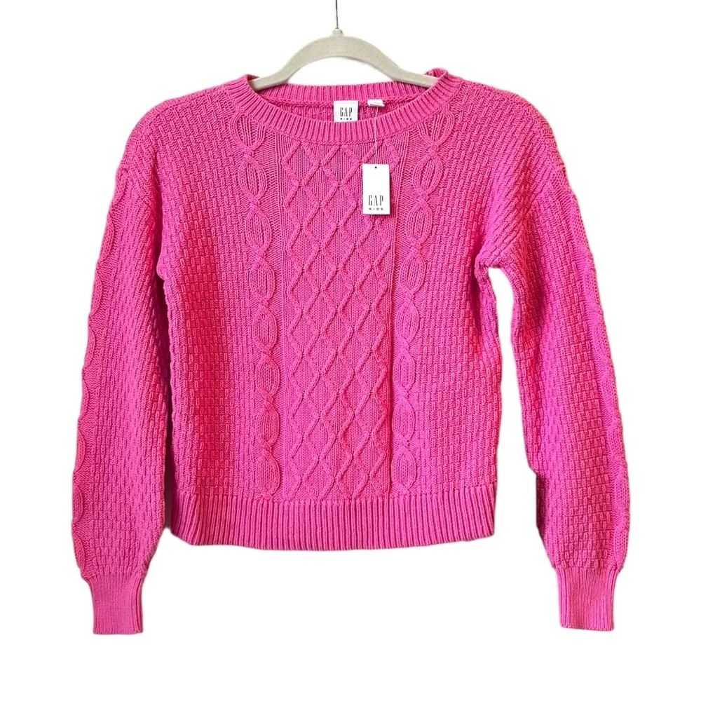 GAP Kids Cable-Knit Sweater Pheobe Pink Cotton‎ NWT Size Large / US 10